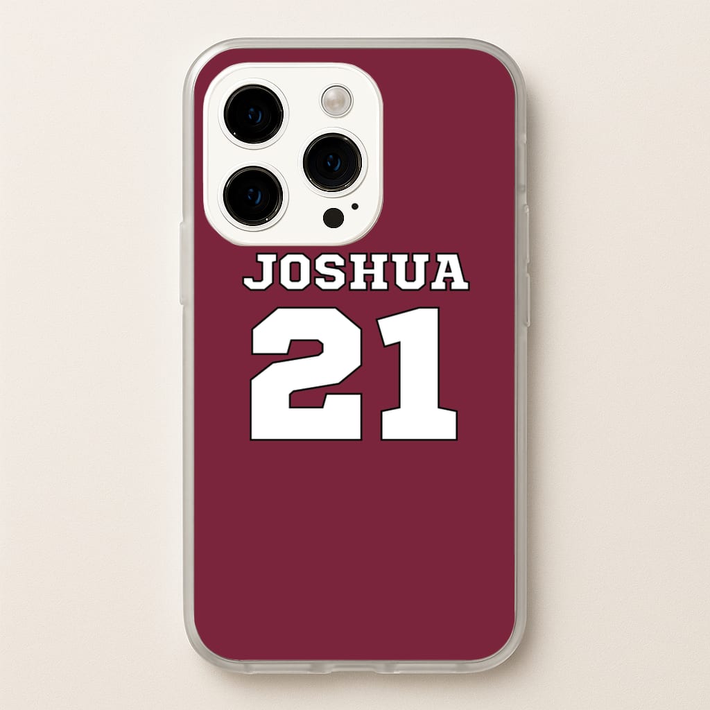 Burgundy - Personalised Football  - Football Phone Case for iPhone 15 Pro