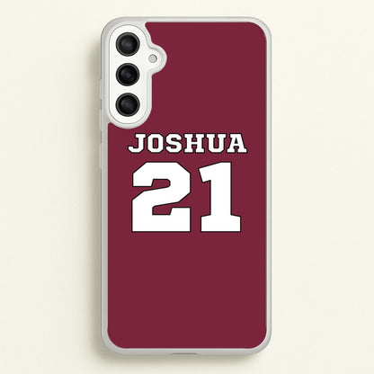 Burgundy - Personalised Football  - Football Phone Case for Galaxy A34