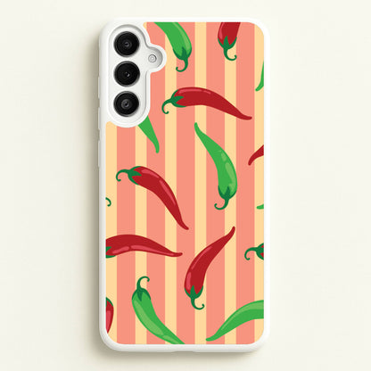 Chilis With Stripes Pattern  - Food Patterns Phone Case for Galaxy A36