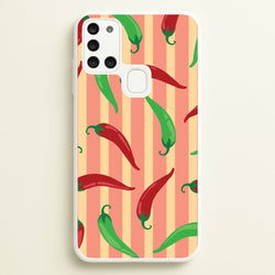 Chilis With Stripes Pattern  - Food Patterns Phone Case for Galaxy A21s