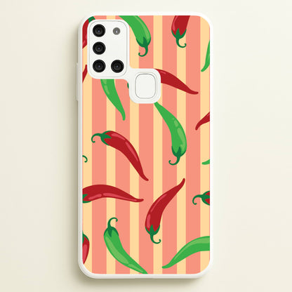 Chilis With Stripes Pattern  - Food Patterns Phone Case for Galaxy A21s