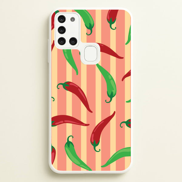 Chilis With Stripes Pattern  - Food Patterns Phone Case for Galaxy A21s