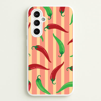 Chilis With Stripes Pattern  - Food Patterns Phone Case for Galaxy A14