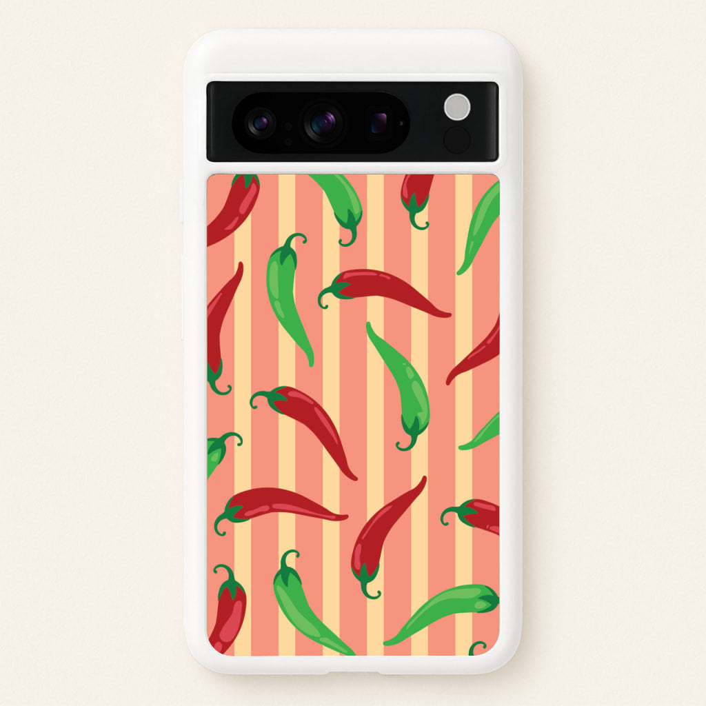 Chilis With Stripes Pattern  - Food Patterns Phone Case for Google Pixel 8 Pro