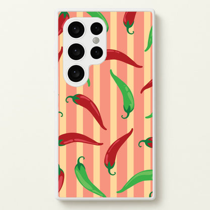 Chilis With Stripes Pattern  - Food Patterns Phone Case for Galaxy S24 Ultra
