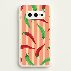 Chilis With Stripes Pattern  - Food Patterns Phone Case for Galaxy S10e