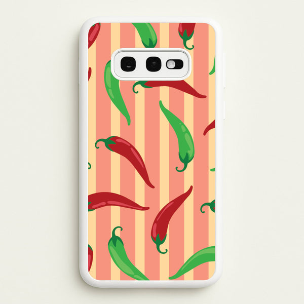 Chilis With Stripes Pattern  - Food Patterns Phone Case for Galaxy S10e