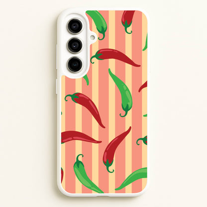 Chilis With Stripes Pattern  - Food Patterns Phone Case for Galaxy A56