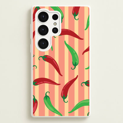 Chilis With Stripes Pattern  - Food Patterns Phone Case for Galaxy S25 Ultra