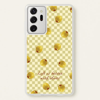 Life Is Better With Olives  - Food Patterns Phone Case for Galaxy Note 20 Ultra