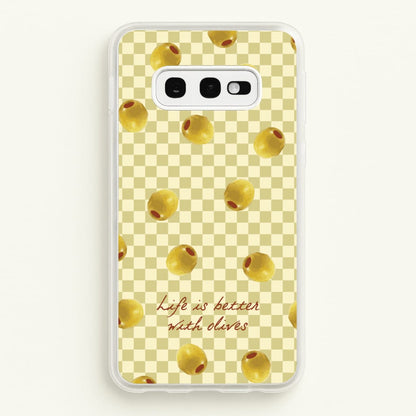 Life Is Better With Olives  - Food Patterns Phone Case for Galaxy S10e