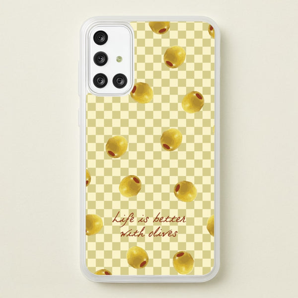 Life Is Better With Olives  - Food Patterns Phone Case for Galaxy A71