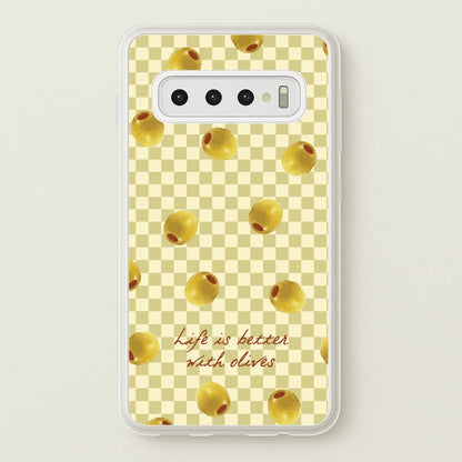 Life Is Better With Olives  - Food Patterns Phone Case for Galaxy S10