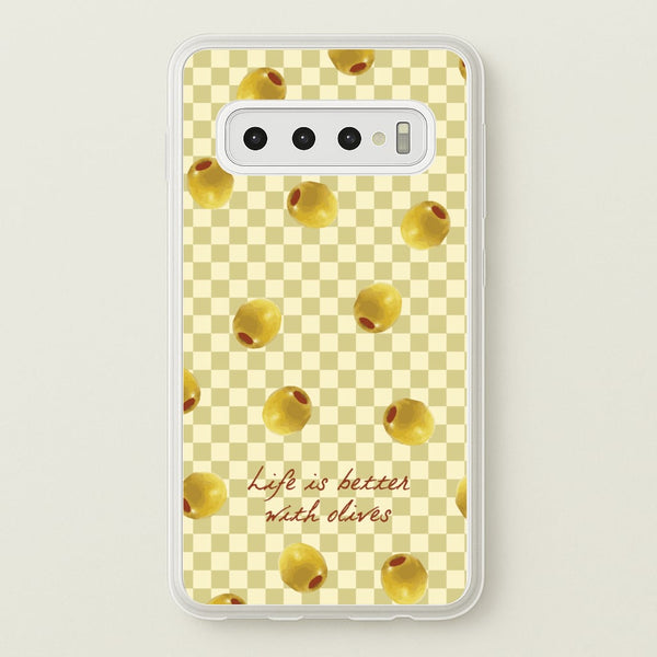 Life Is Better With Olives  - Food Patterns Phone Case for Galaxy S10