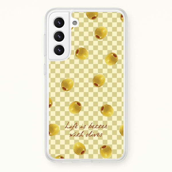 Life Is Better With Olives  - Food Patterns Phone Case for Galaxy S21 Plus