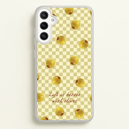 Life Is Better With Olives  - Food Patterns Phone Case for Galaxy A34