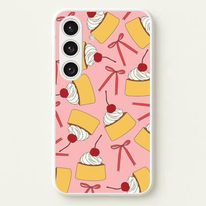 Coquette Bows And Pudding Pattern  - Food Patterns Phone Case for Galaxy S24