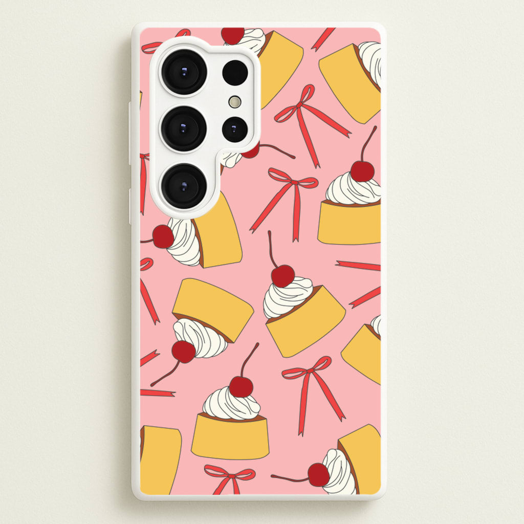 Coquette Bows And Pudding Pattern  - Food Patterns Phone Case for Galaxy S25 Ultra