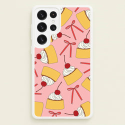 Coquette Bows And Pudding Pattern  - Food Patterns Phone Case for Galaxy S23 Ultra