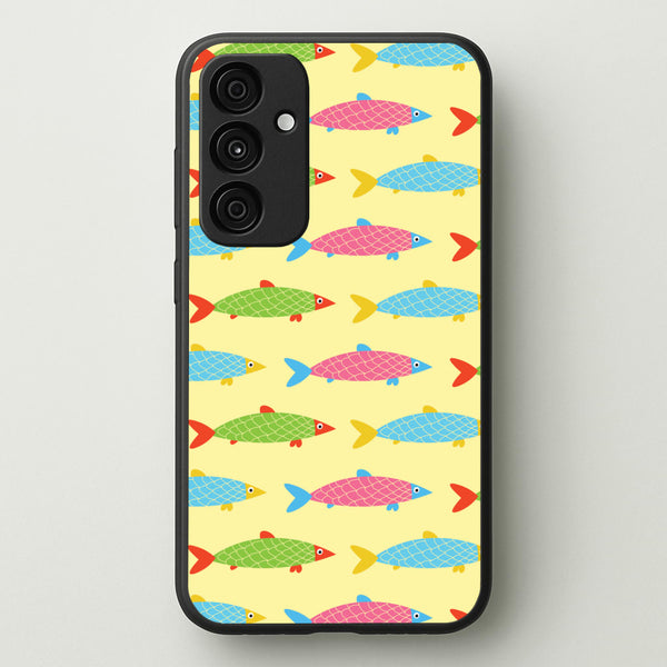 Colourful Cartoon Fish Pattern  - Food Patterns Phone Case for Galaxy A35