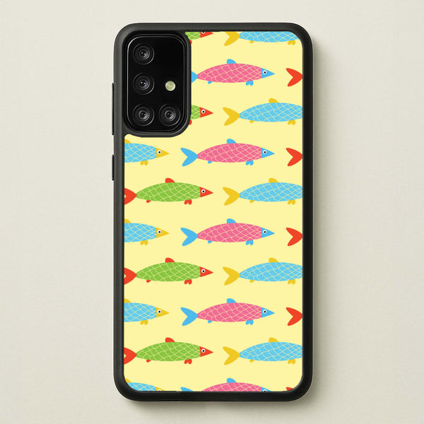 Colourful Cartoon Fish Pattern  - Food Patterns Phone Case for Galaxy A71