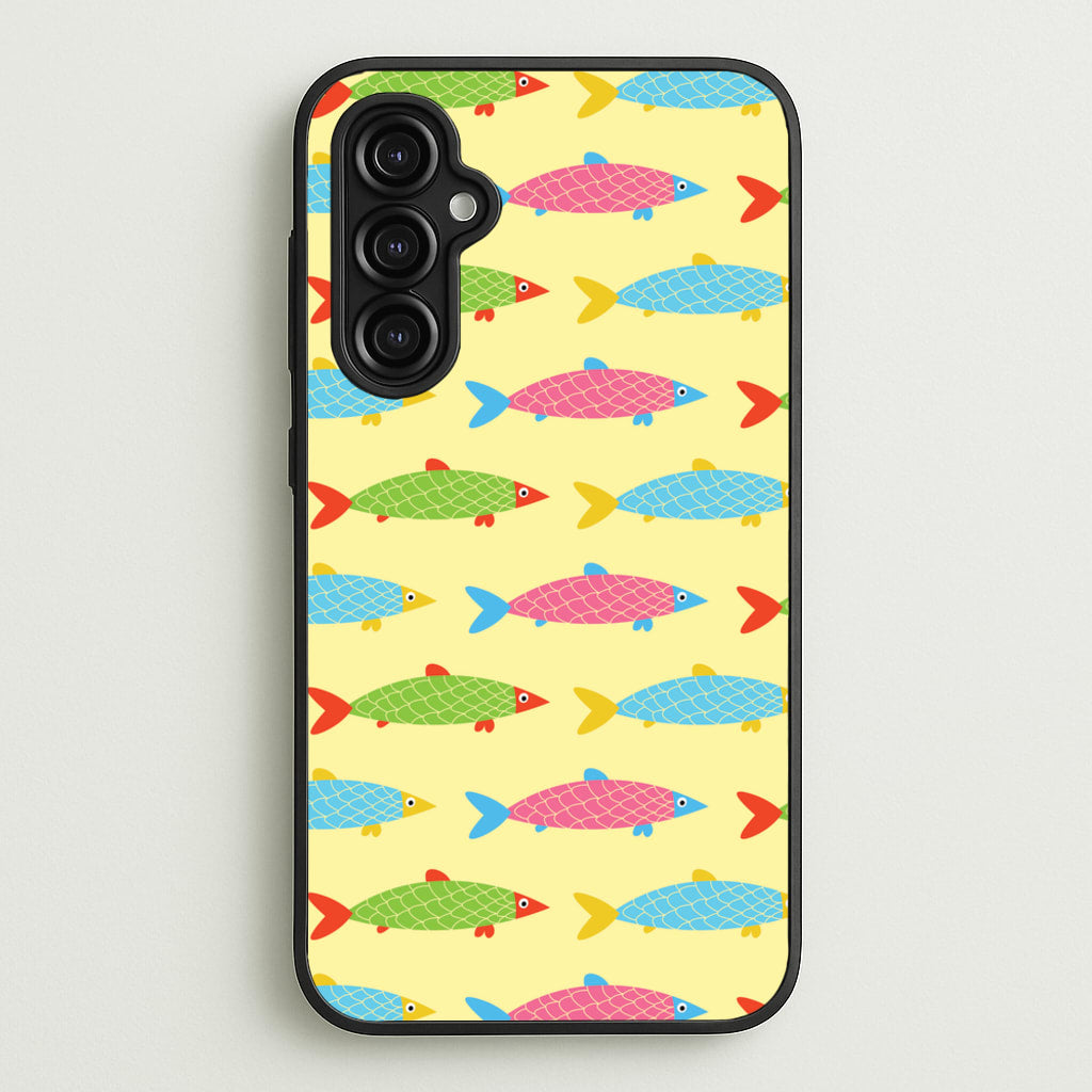 Colourful Cartoon Fish Pattern  - Food Patterns Phone Case for Galaxy A14