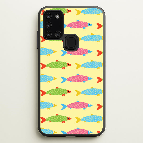 Colourful Cartoon Fish Pattern  - Food Patterns Phone Case for Galaxy A21s