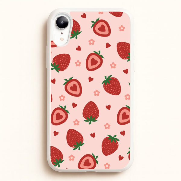 Strawberries And Hearts - Fruit Patterns  - Fruit Patterns Phone Case for iPhone XR