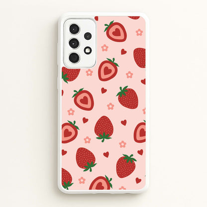 Strawberries And Hearts - Fruit Patterns  - Fruit Patterns Phone Case for Galaxy A52 / A52s