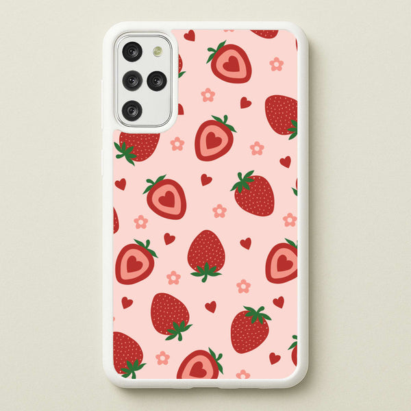Strawberries And Hearts - Fruit Patterns  - Fruit Patterns Phone Case for Galaxy S20 Plus