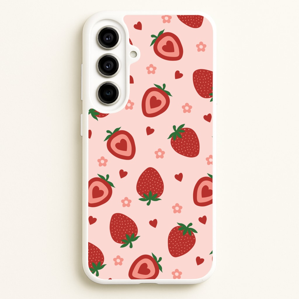 Strawberries And Hearts - Fruit Patterns  - Fruit Patterns Phone Case for Galaxy A56