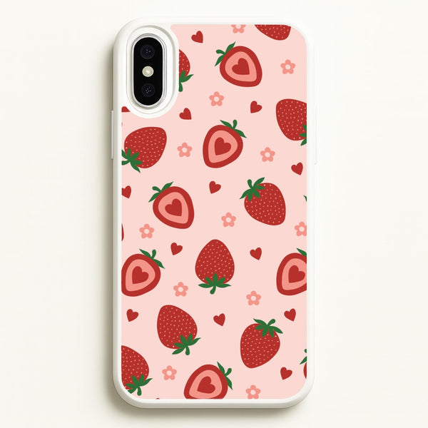 Strawberries And Hearts - Fruit Patterns  - Fruit Patterns Phone Case for iPhone XS Max