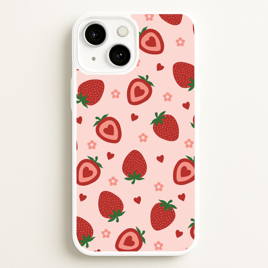 Strawberries And Hearts - Fruit Patterns  - Fruit Patterns Phone Case for iPhone 13 Mini