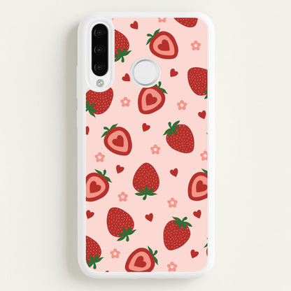 Strawberries And Hearts - Fruit Patterns  - Fruit Patterns Phone Case for Huawei P30 Pro