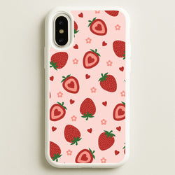 Strawberries And Hearts - Fruit Patterns  - Fruit Patterns Phone Case for iPhone X / XS