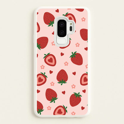 Strawberries And Hearts - Fruit Patterns  - Fruit Patterns Phone Case for Galaxy S9 Plus