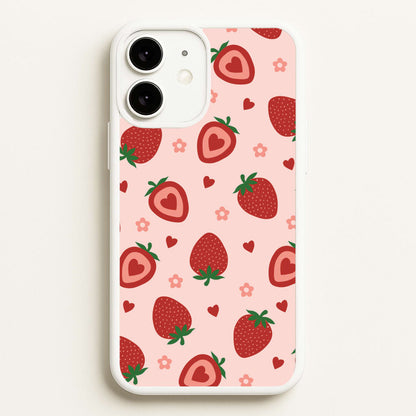 Strawberries And Hearts - Fruit Patterns  - Fruit Patterns Phone Case for iPhone 11