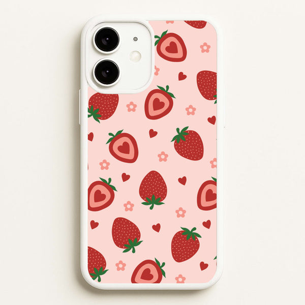 Strawberries And Hearts - Fruit Patterns  - Fruit Patterns Phone Case for iPhone 11
