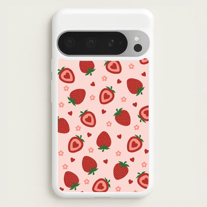 Strawberries And Hearts - Fruit Patterns  - Fruit Patterns Phone Case for Google Pixel 9 Pro XL