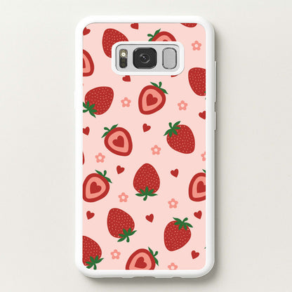 Strawberries And Hearts - Fruit Patterns  - Fruit Patterns Phone Case for Galaxy S8