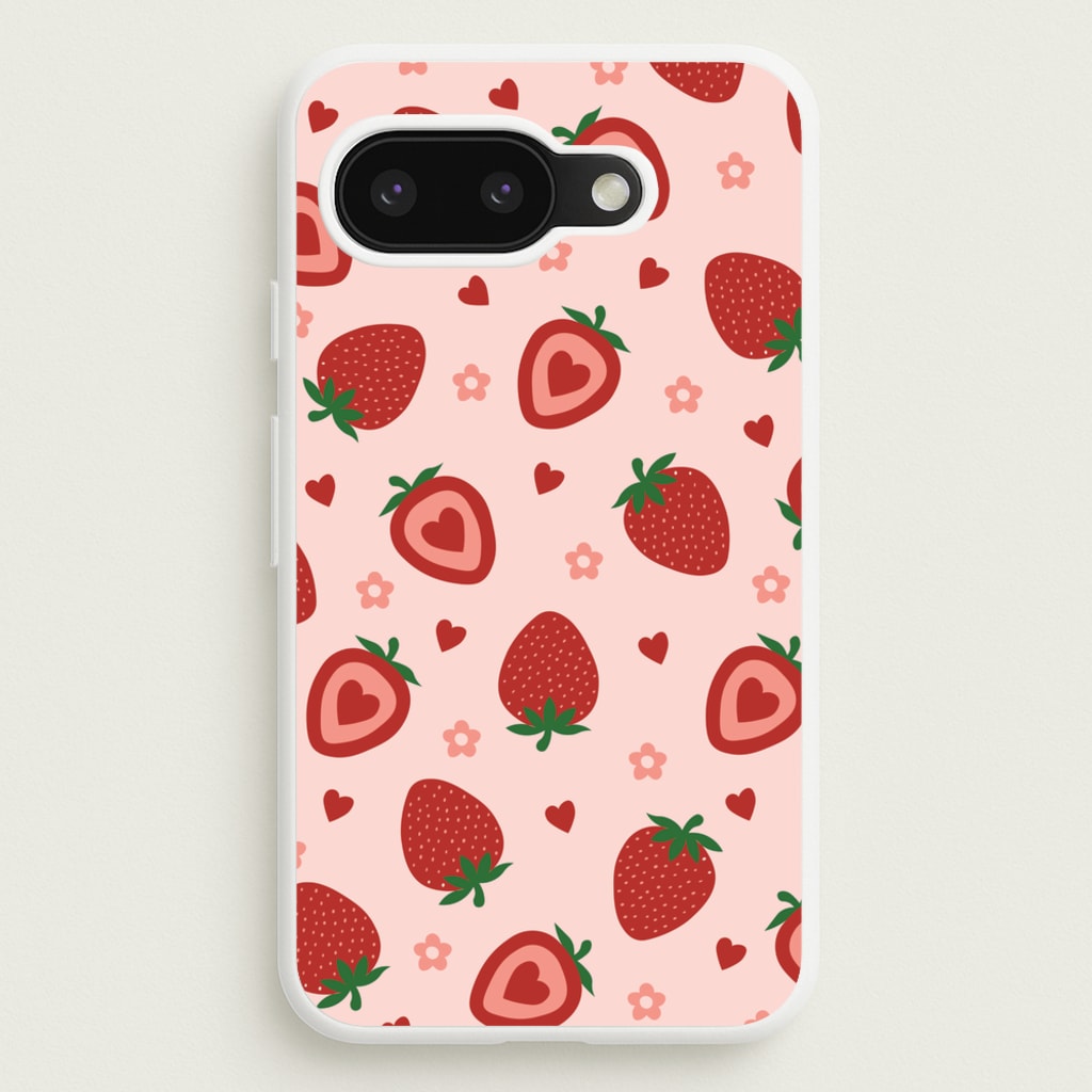 Strawberries And Hearts - Fruit Patterns  - Fruit Patterns Phone Case for Google Pixel 9a