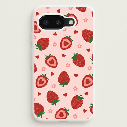 Strawberries And Hearts - Fruit Patterns  - Fruit Patterns Phone Case for Google Pixel 9a