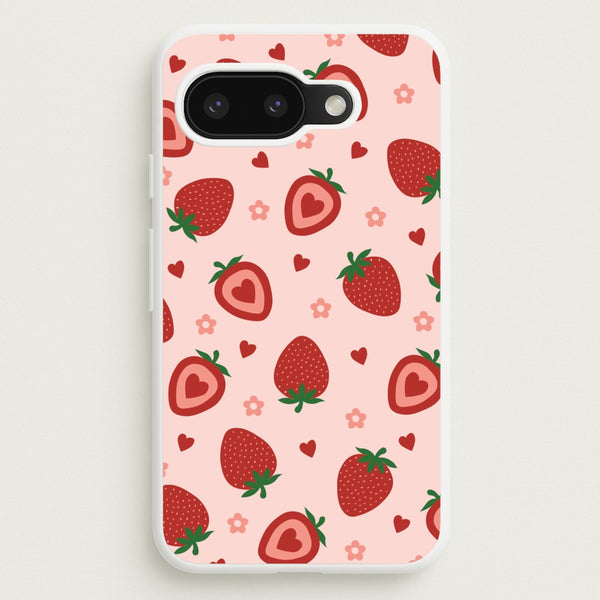 Strawberries And Hearts - Fruit Patterns  - Fruit Patterns Phone Case for Google Pixel 9a