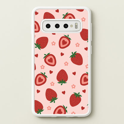 Strawberries And Hearts - Fruit Patterns  - Fruit Patterns Phone Case for Galaxy S10