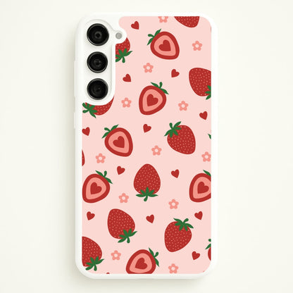 Strawberries And Hearts - Fruit Patterns  - Fruit Patterns Phone Case for Galaxy S23