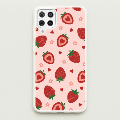 Strawberries And Hearts - Fruit Patterns  - Fruit Patterns Phone Case for Galaxy A12
