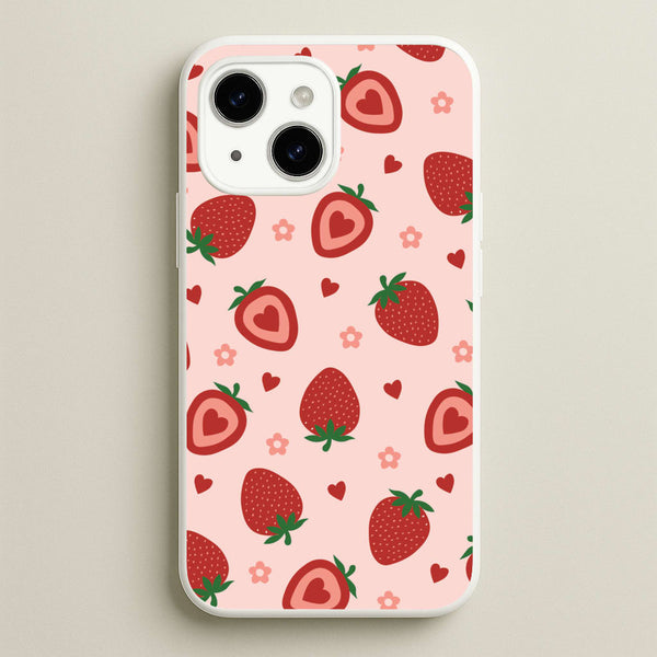 Strawberries And Hearts - Fruit Patterns  - Fruit Patterns Phone Case for iPhone 14