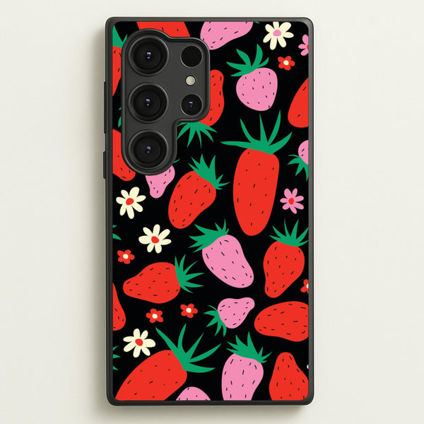 Abstract Strawberries Pattern  - Fruits Phone Case for Galaxy S25 Ultra