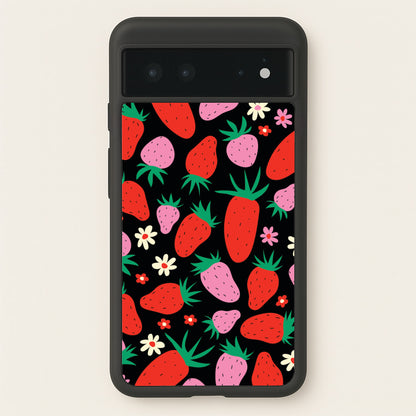 Abstract Strawberries Pattern  - Fruits Phone Case for Google Pixel 6
