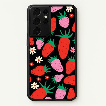 Abstract Strawberries Pattern  - Fruits Phone Case for Galaxy S21 Ultra